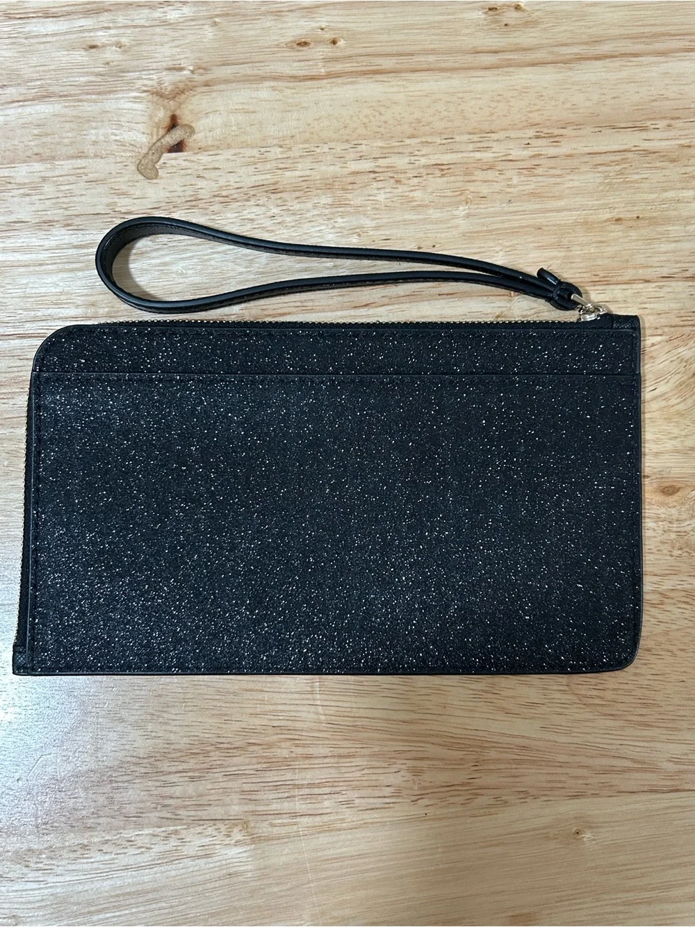 kate spade Black Glitter Wristlet Clutch with Wrist Strap